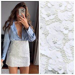 ZARA aplique beaded floral mini skirt size M